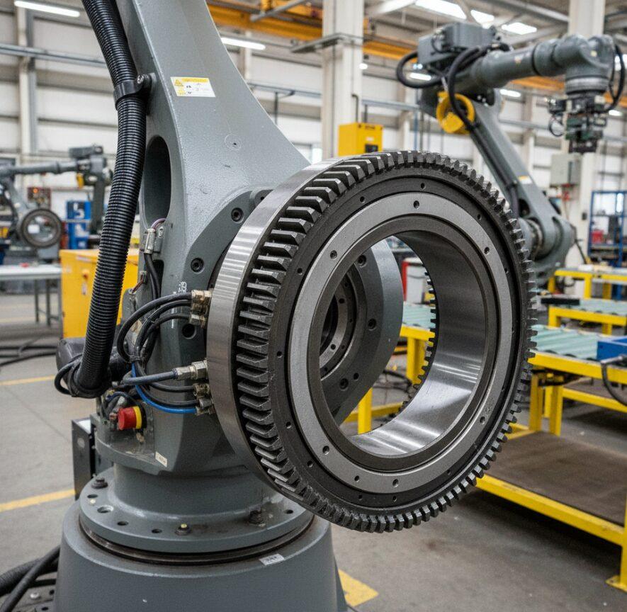 Engranaje interno con rodamiento giratorio en robots industriales