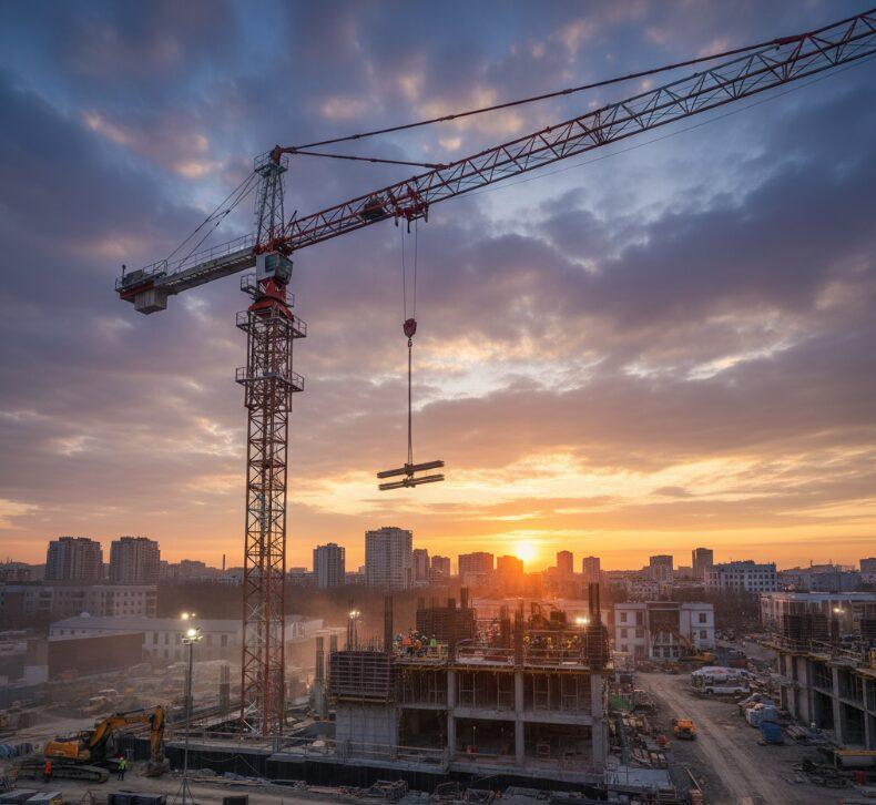 Grue à tour utilisant une couronne d'orientation