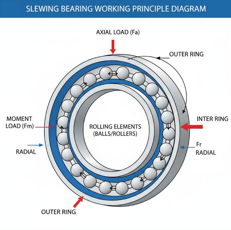 Schéma du principe de fonctionnement de la couronne d'orientation