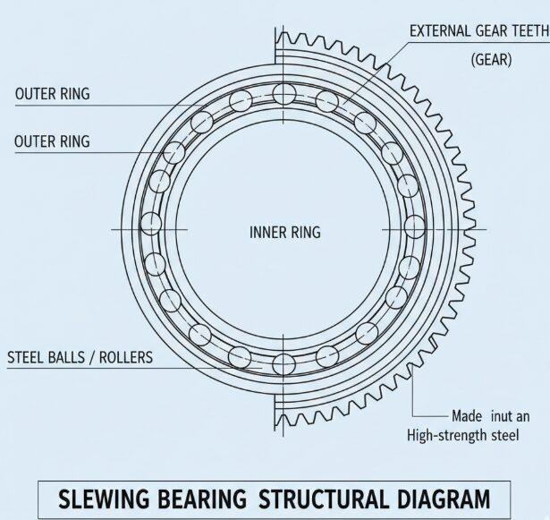 Esquema estructural de un cojinete de giro
