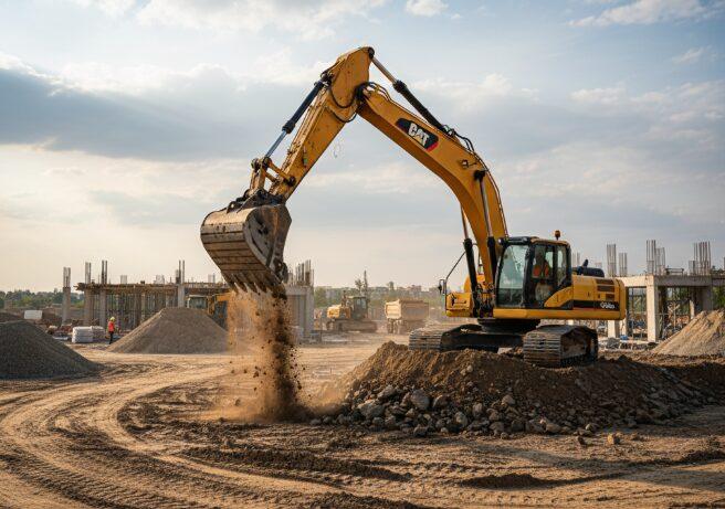 L'excavateur fonctionne.