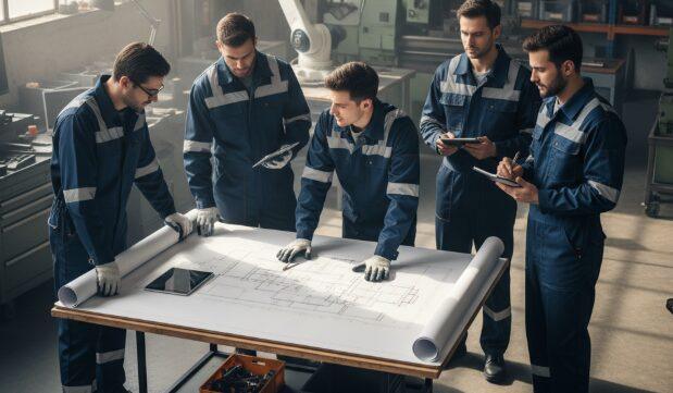 Photos de l'équipe d'ingénieurs au travail