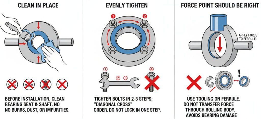 Précautions pour l'installation des couronnes d'orientation