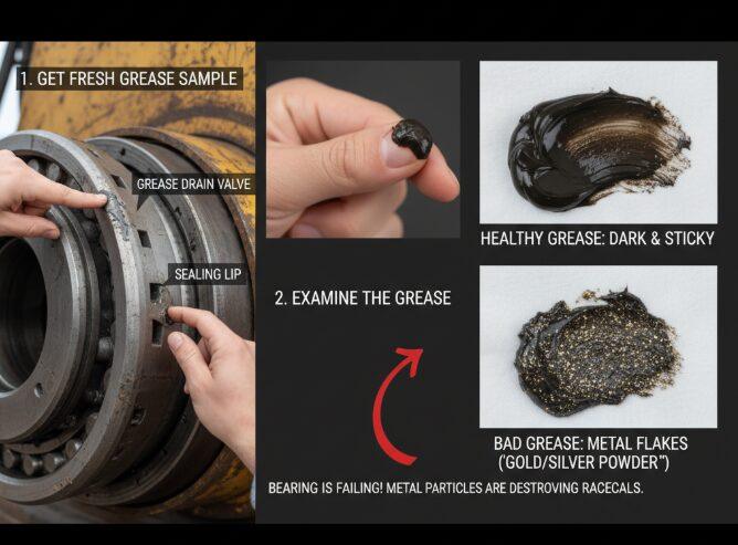 Grease analysis of excavator swing bearing failure