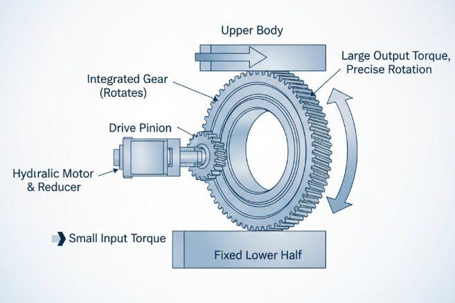 Transmission de puissance du palier d'orientation
