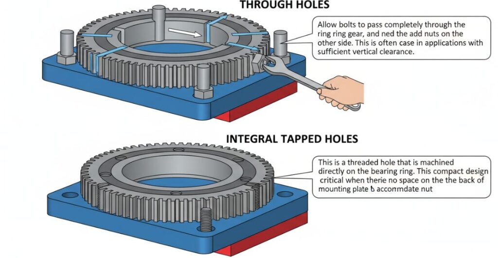 Mounting hole dimensions and slewing bearing dimensions
