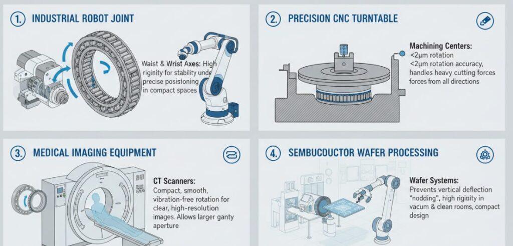 Aplicaciones de los rodamientos de rodillos cruzados