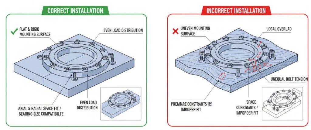 Installation precautions for slewing bearings