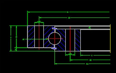 Internal structure of a slew ring bearing showing raceways, rolling elements, and integrated gears